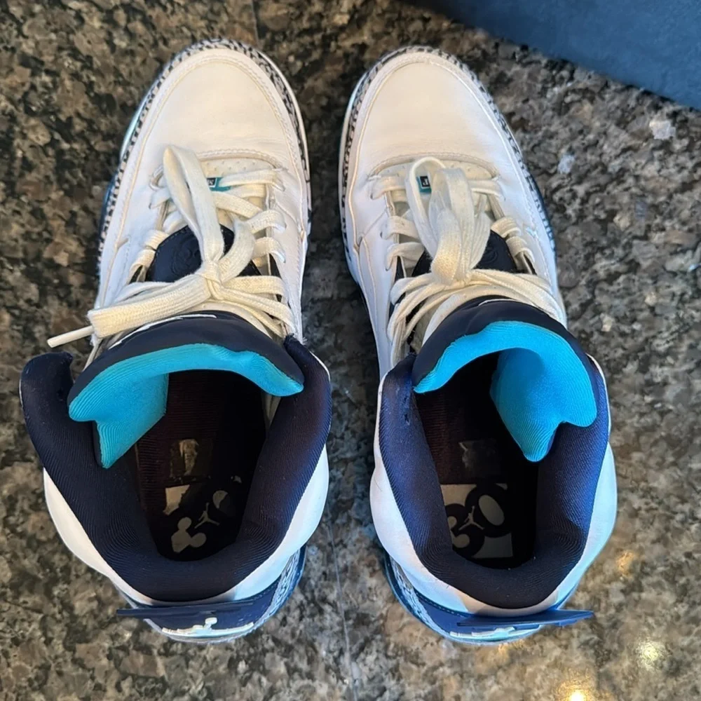 Air Jordan son of low Mars Hornets White and Blue Sneakers EUC 10.5